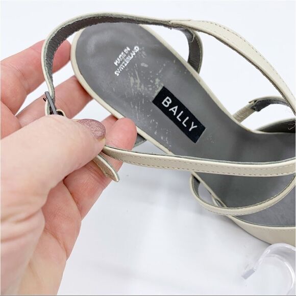 Bally Switzerland Winter White Strappy Snipped‎ Toe Sculptural Heels Sz 6 NEW - Picture 10 of 12
